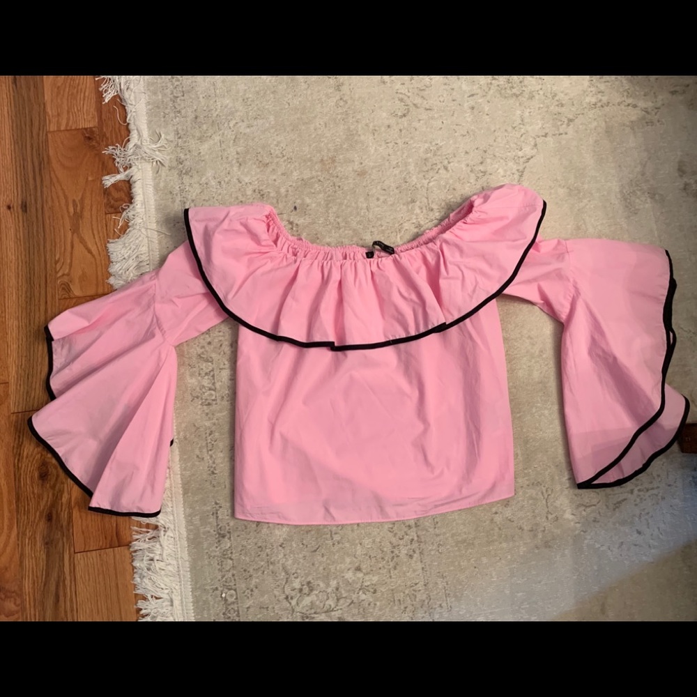 Zara off the shoulder ruffle top